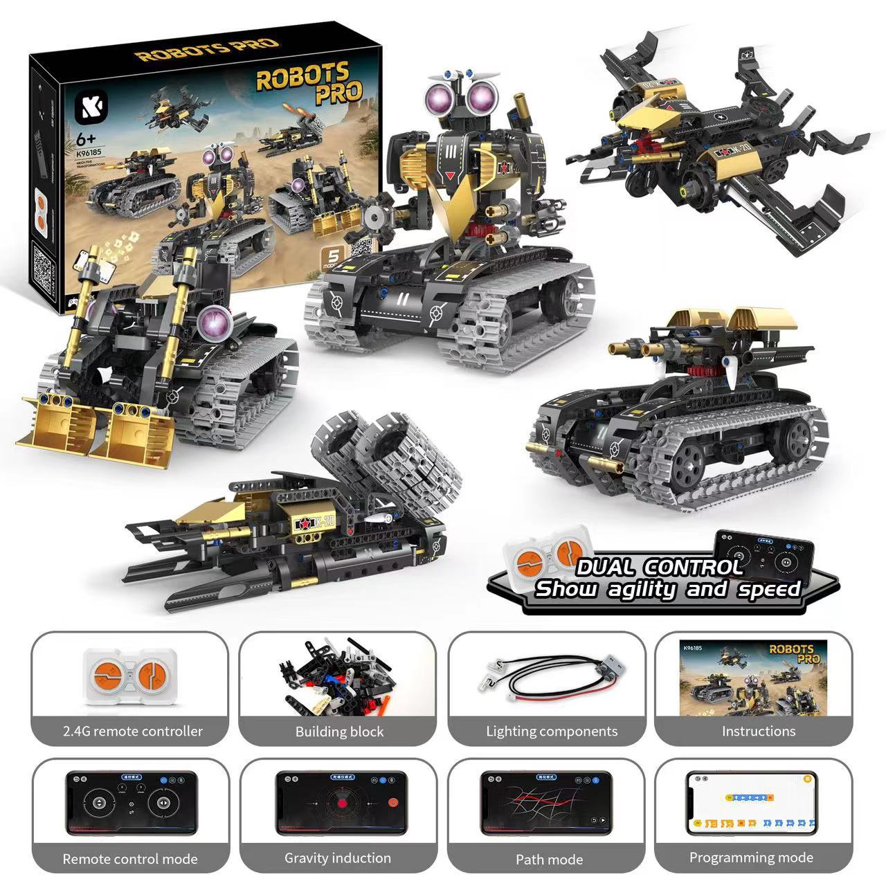 Military robot five-in-one [handle remote control + app programming] k96185