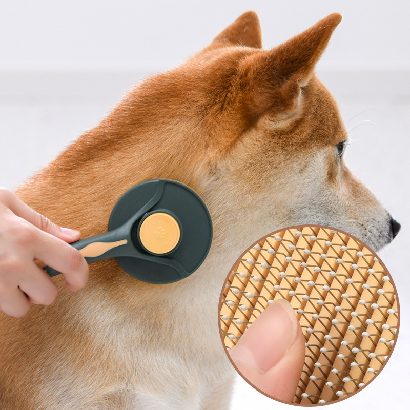 Meianju pein de botón redondo para eliminar el pelo flotante pein de masaje portátil para perros y gatos productos de limpieza de mascotas