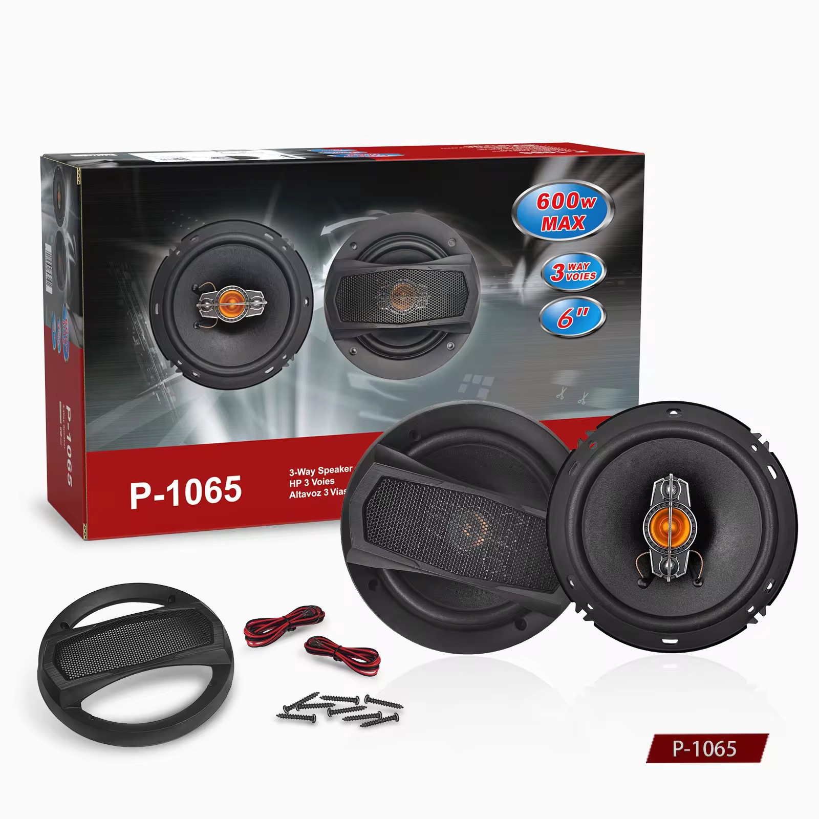 Cross-border e-commerce manufacturer's new car audio speaker coaxial 6inch P-1065 full-range car audio 600W