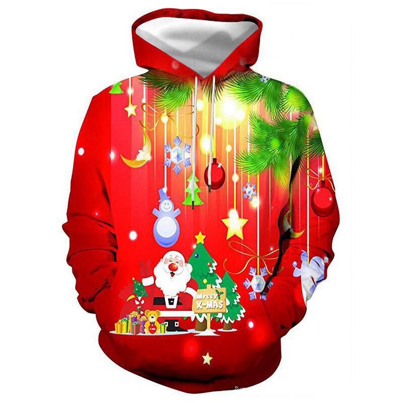 European and American Autumn and Winter Christmas 3D Digital Printing Men's and Women's Hoodie Men's Street Fashion Jogging Animation Sweatshirt