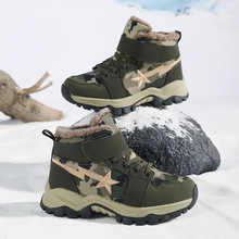 PLUS男童鞋军训迷彩冬季加绒运动鞋中邦童鞋棉鞋防滑中大童雪地靴