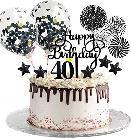 5 дюймов воздушный шар украшение торта черная тема набор Возраст звезды с днем рождения открытка бумажный вентилятор