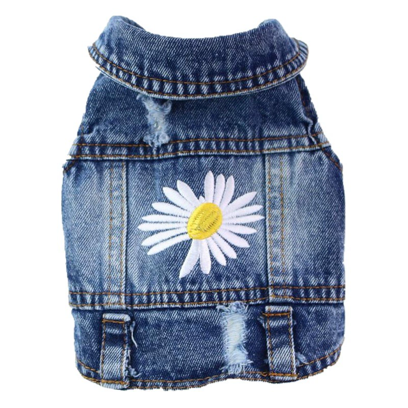 Beichong сломанная дыра Маленькая ромашка вышитая джинсовая жилетка одежда для домашних животных, чем медведь плюшевая собака 2020 весна-лето новый наряд
