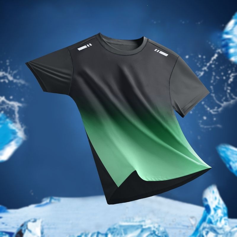 Camiseta de secado rápido de verano delgada suelta seda de hielo secado rápido mangas cortas deportivas casuales running chaqueta deportiva set hombre