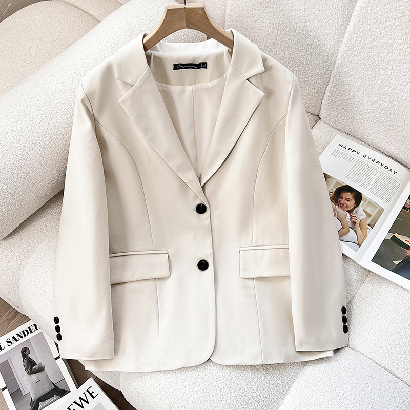 High-End Off-White Plus-Size Suit for Plus-Size Women 100kg Women's Jacket 2026 New Spring Plus-Size Suit Top