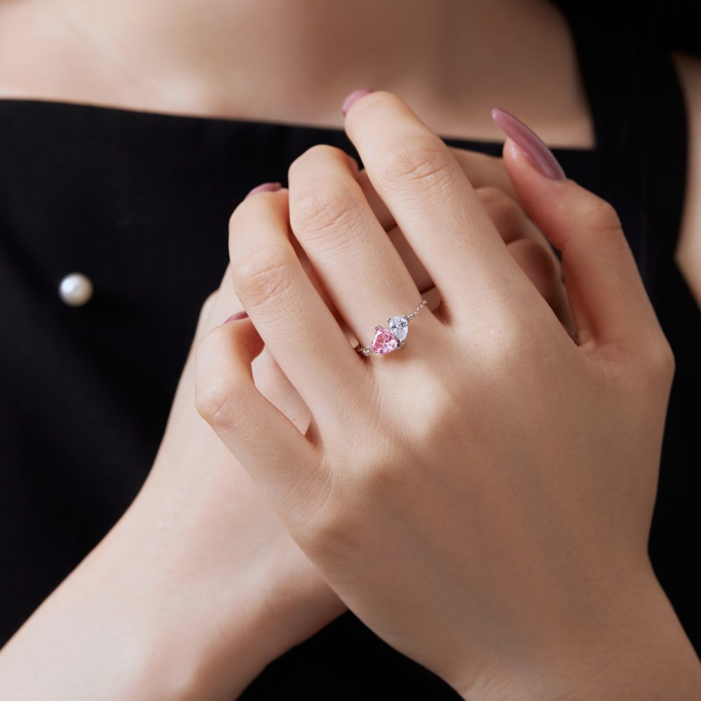 925 Sterling Silver Material Heart Shape Pattern 925 Sterling Silver Zircon Heart Shape Rings 925 Sterling Silver Rings
