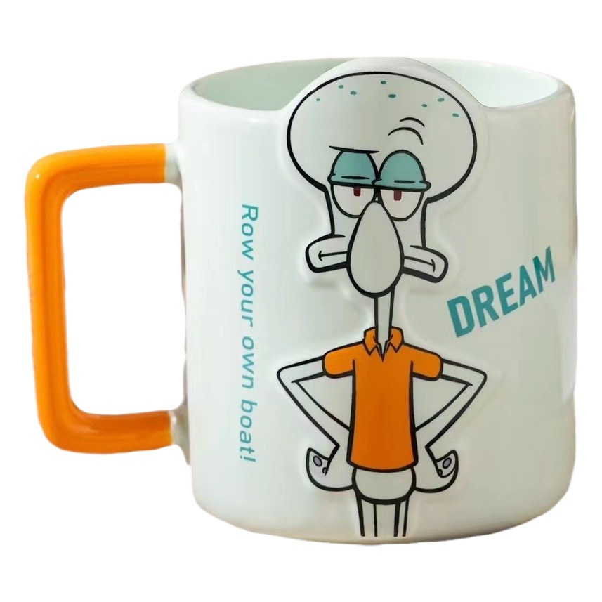 Productos genuinos creativos esponja bebé de dibujos animados Taza de cerámica personalizada taza de desayuno lindo taza de beber con la mano taza de regalo