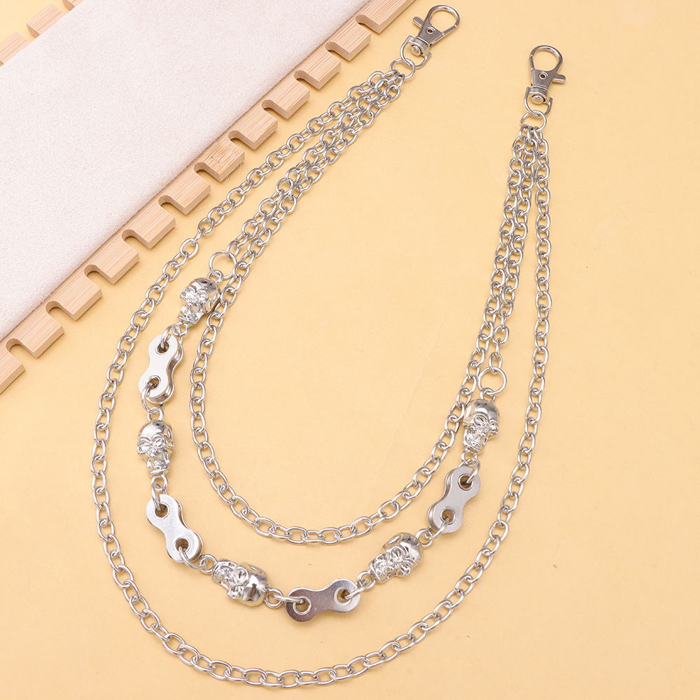 Moda Hip-Hop Punk Stile Teschio Pesante Accessori Multistrato Catena di Metallo Pantaloni Uomo Strada Versatile_voghion.com