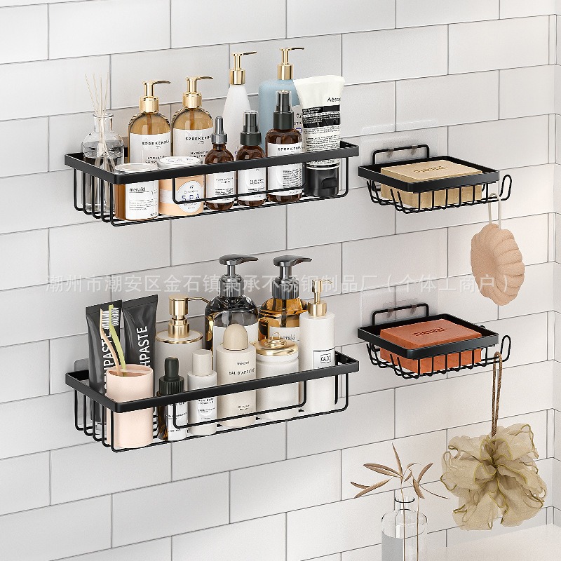 Rack de almacenamiento de artículos de baño sin perforación Rack de almacenamiento de jabón de baño casero