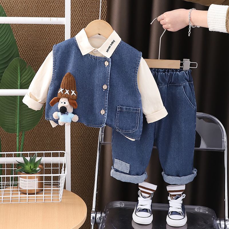 子供の春の服の男の子のスーツの洋気の赤ちゃんの子供服の3つのセットの春の秋の赤ちゃんの子供服のファッション