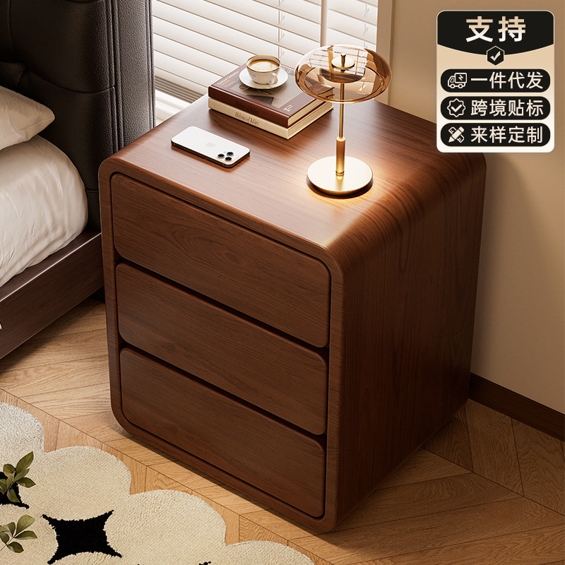 Bedside Table for Home Bedroom 2025 Popular Solid Wood Bedside Storage Cabinet Niche Design Simple Bedside Storage Cabinet