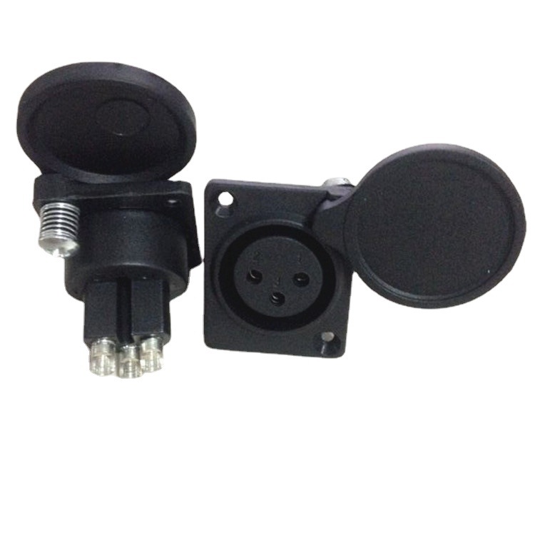 特价3P塑料铜直脚卡侬母座带防水盖三芯卡侬卡龙母座 麦克风插座