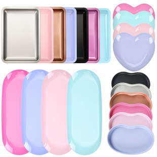 Cross-border square stainless steel jewelry tray nail tools heart-shaped storage tray cosmetics tray metal plate collection