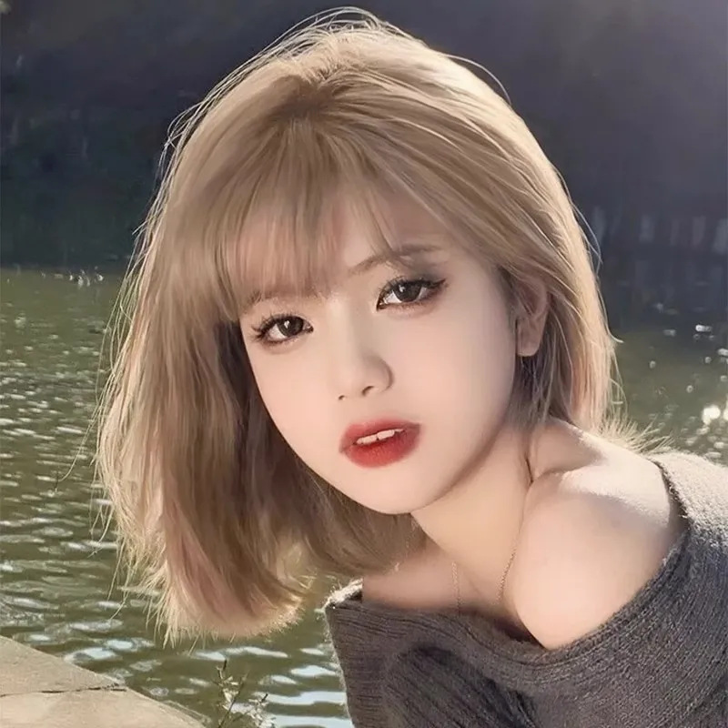 Linen Wig Women's Short Hair Summer Lolita Daily Age-reducing Wave Head High Cranial Top Fluffy Natural Full Head Cover