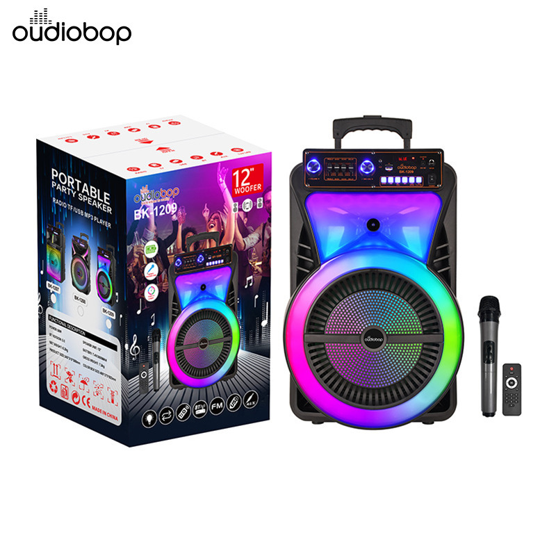 12 pulgadas caja de baile cuadrada al aire libre luz de color pulsador inalámbrico Bluetooth sonido k canción explosivo subwoofer