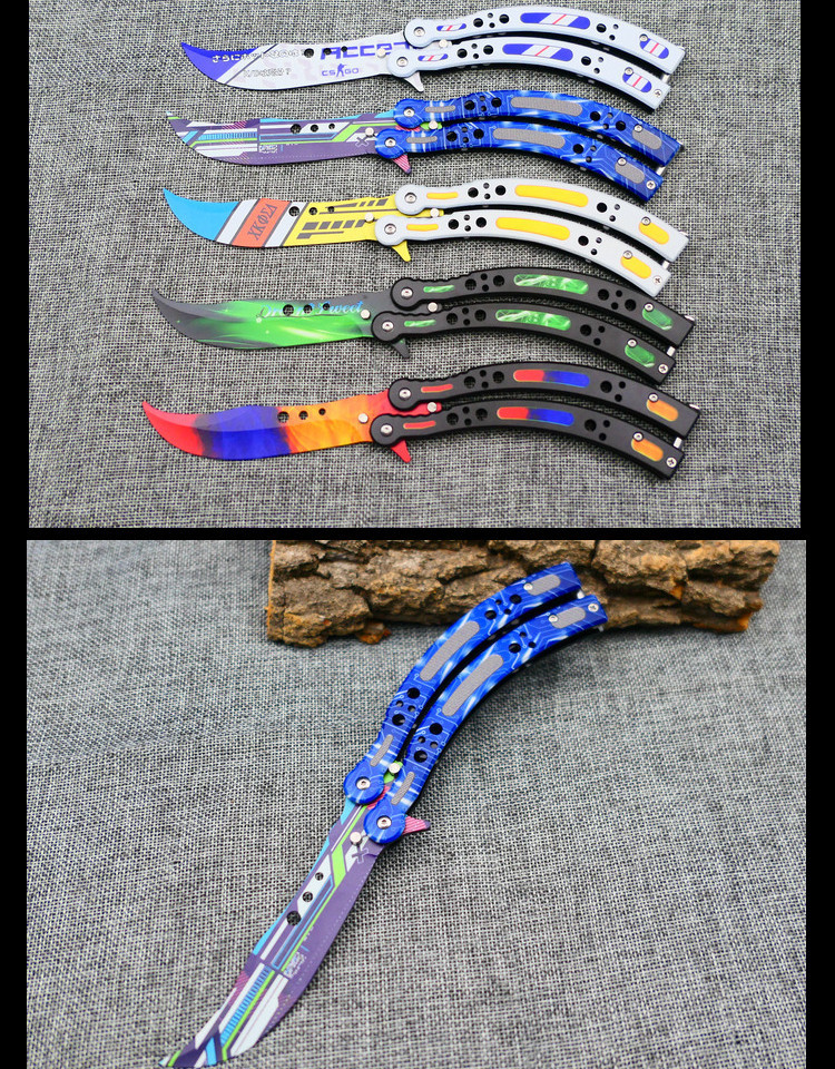 3D Butterfly Game Peripheral Practice CSGO Curved Knife Unsharpened Trainer Claw Swing Hand Outdoor Training_desvips.com