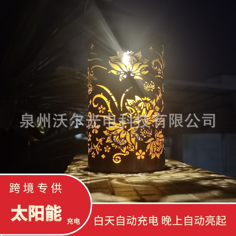 亚马逊 热销LED 藤蔓花镂空太阳能灯笼 庭院装饰灯草坪挂树灯IP65