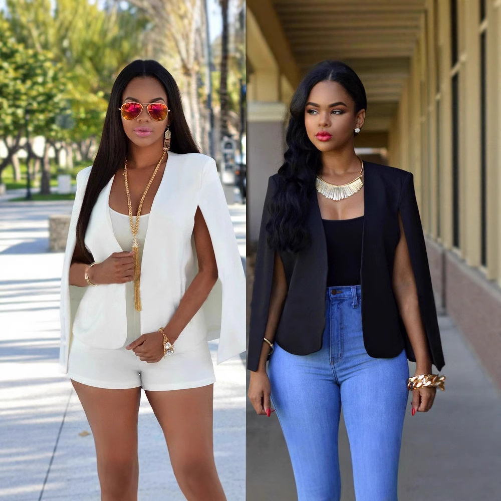 Amazon Aliexpress Women's Cross-Border Short Fashion Casual Sexy Versatile Cape Fashion European and American Small Suit