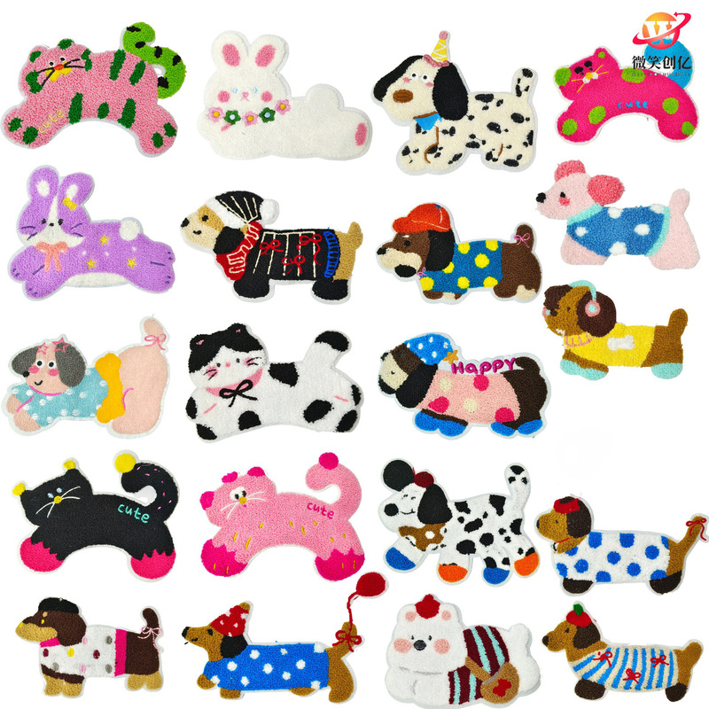 in stock wholesale cartoon cute towel embroidery puppy kitten cloth stickers clothing accessories vegetable basket accessories accessories diy