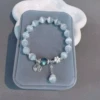 S054-White beads peach blossom blessing bracelet #SZ407
