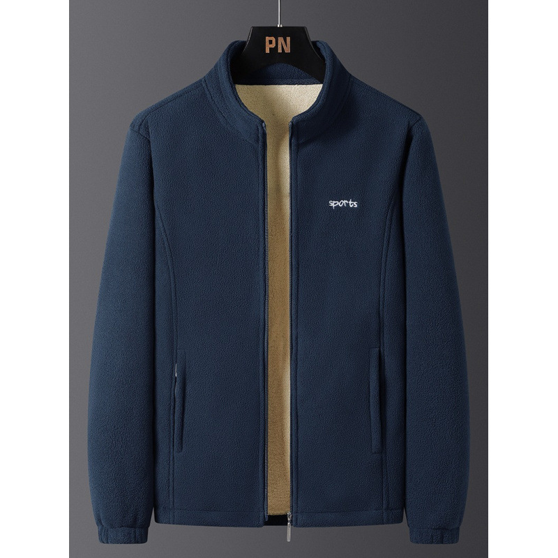 Otoño y invierno chaqueta de hombre coreano más terciopelo grueso calentamiento chaqueta de terciopelo de mediana edad de cuello vertical chaqueta casual de terciopelo