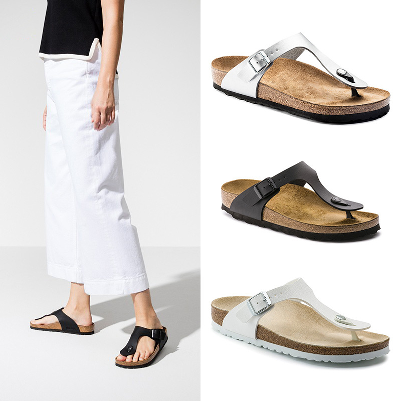 Flip-flops flip-flops full leather sandals and slippers 2024 new women's outerwear casual all-match sandals and slippers Birken leather shoes_voghion.com