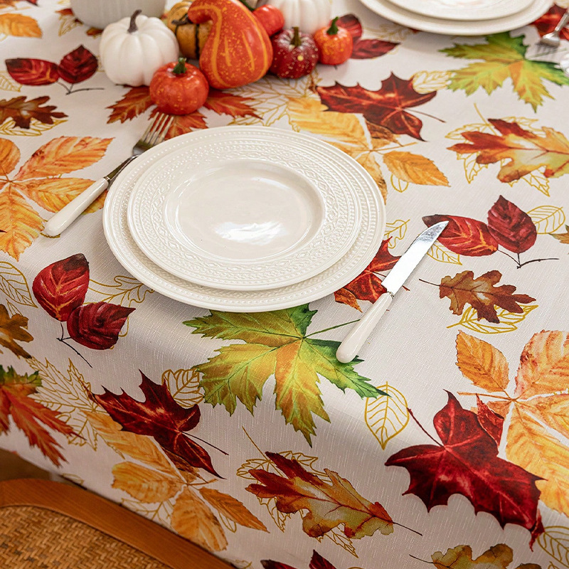 American Maple Printed Tablecloth impermeable a prueba de aceite atmósfera decoración rectangular cubierta de mesa de té al por mayor