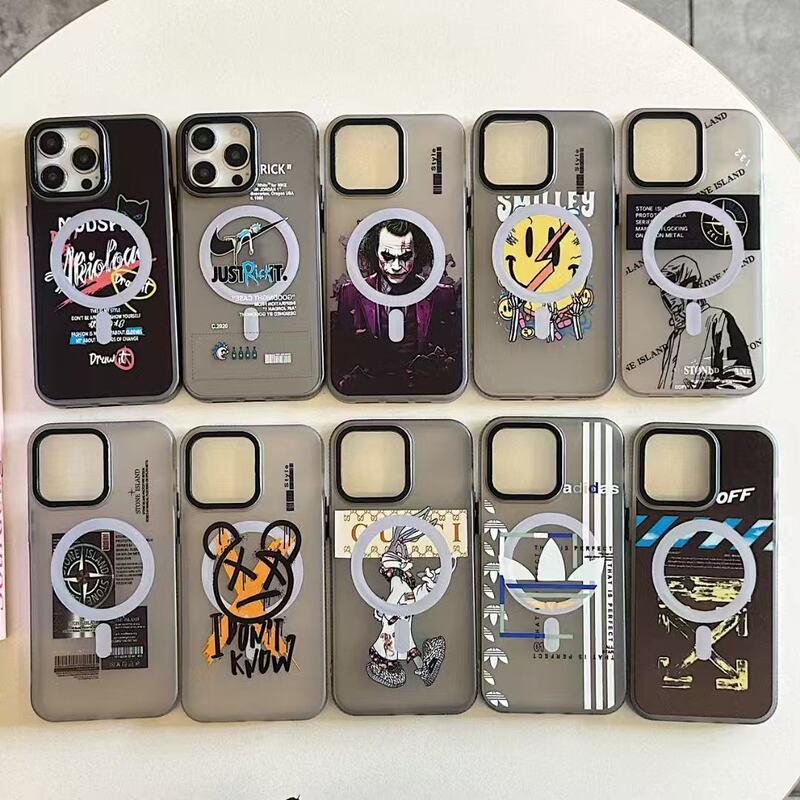 Suitable for Apple Iphone17Promax Trendy Brand Graffiti Cartoon Animation Logo Transparent Gray Magnetic Soft Phone Case Suitable for Apple Iphone17Promax Trendy Brand Graffiti Cartoon Animation Logo Transparent Gray Magnetic Soft Phone Case