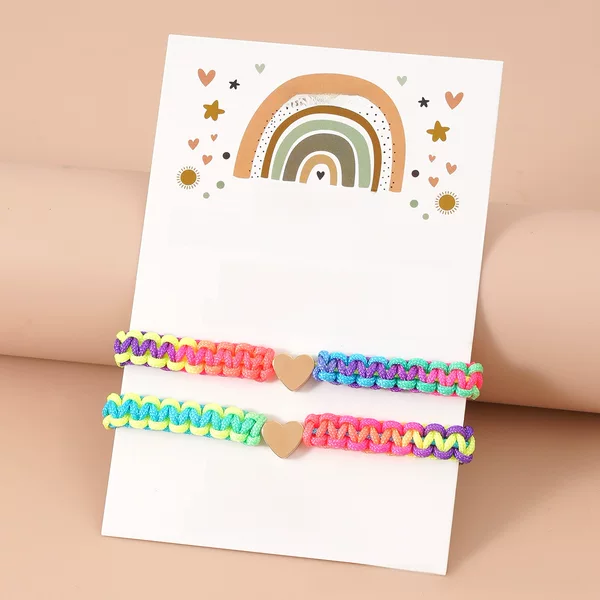 Amazon colorful rope parent-child bracelet suit Mother's Day parent-child love rainbow rope woven bracelet adjustable