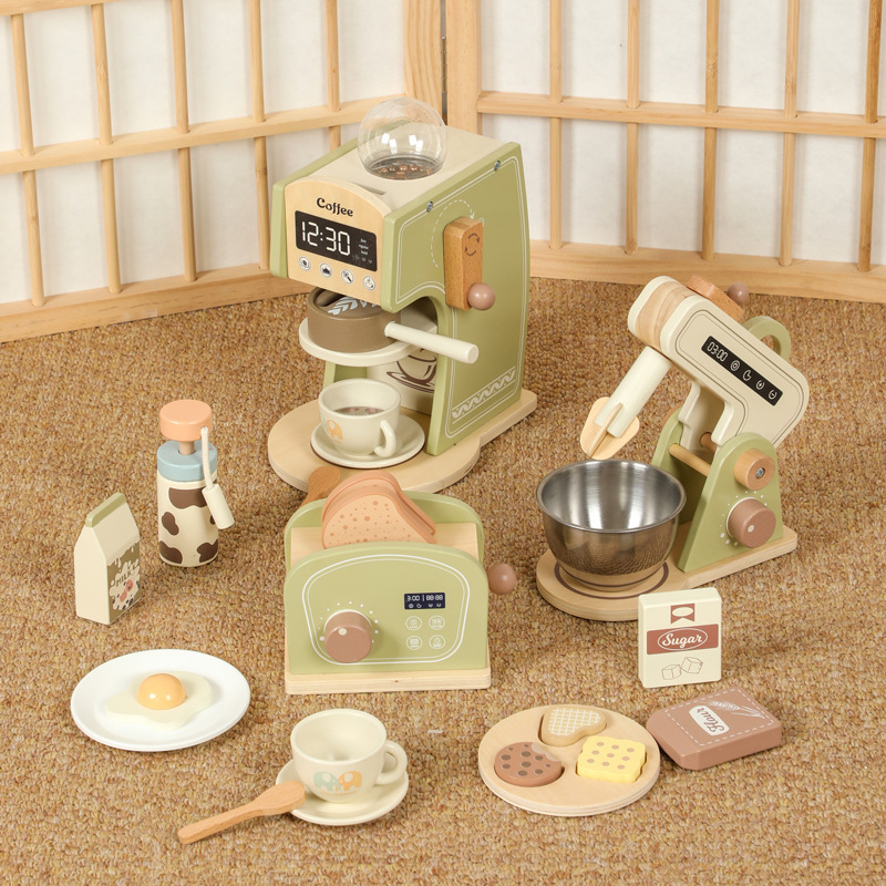 Cross-Border Children's Coffee Machine Pretend Play Kitchen Set Simulation Blender Bread Maker Early Education Educational Wooden Toys Cross-Border Children's Coffee Machine Pretend Play Kitchen Set Simulation Blender Bread Maker Early Education Educational Wooden Toys