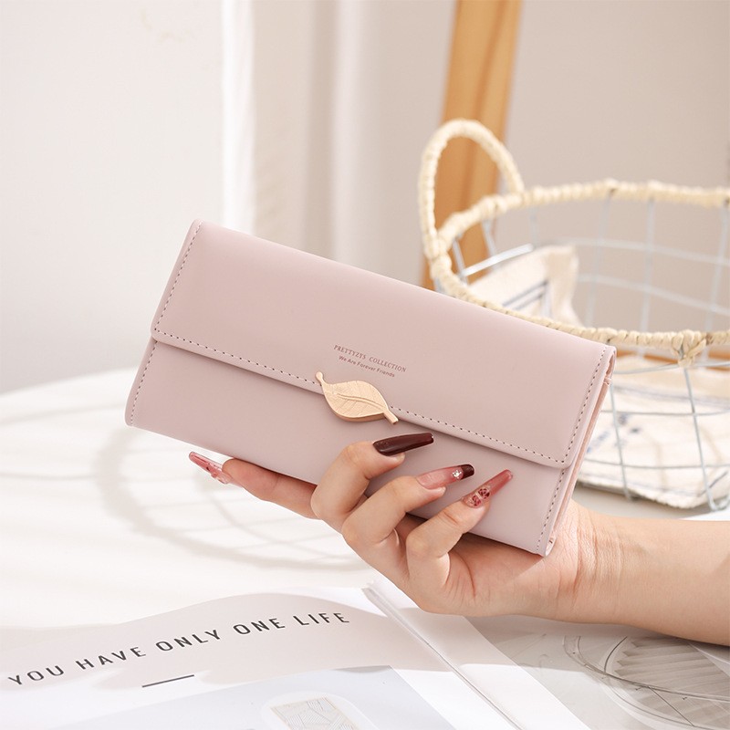 long polyurethane solid color wallet