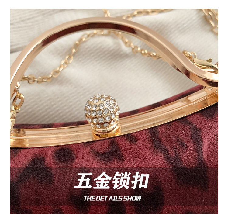 European and American style leopard print chain small square bag for women, 2024 new Korean style fashionable single-shoulder bag, flared crossbody dinner bag undefined