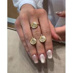 カザフエレメントデザインリングイヤリング2点セット絶妙なレトロファッションハイエンドエスニックジュエリー