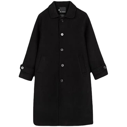 Women's 2025 British Style Windbreaker Medium Length Coat, Small Figure Black Hephburn Style Woolen Outerwear for Autumn and Winter