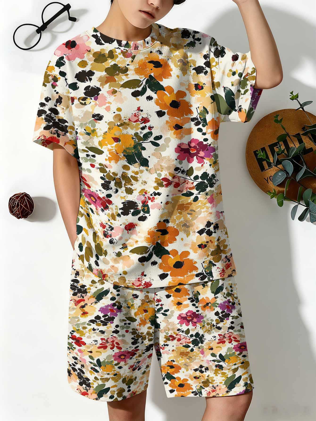 Ensemble été garçon t-shirt et short imprimé cerise_voghion.com