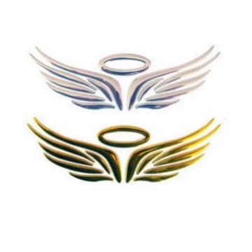 3D-пВХ наклейка на автомобиль Angel Wings с ореолом, отражающий водонепроницаемый эмблема, 16×5 см