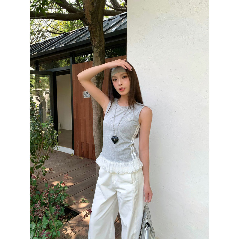 Rainbow #   Guangzhou Thirteen Rows Korean Style Sleeveless Color-Block Vest Top for Girls Thirteen Rows Women 181712.