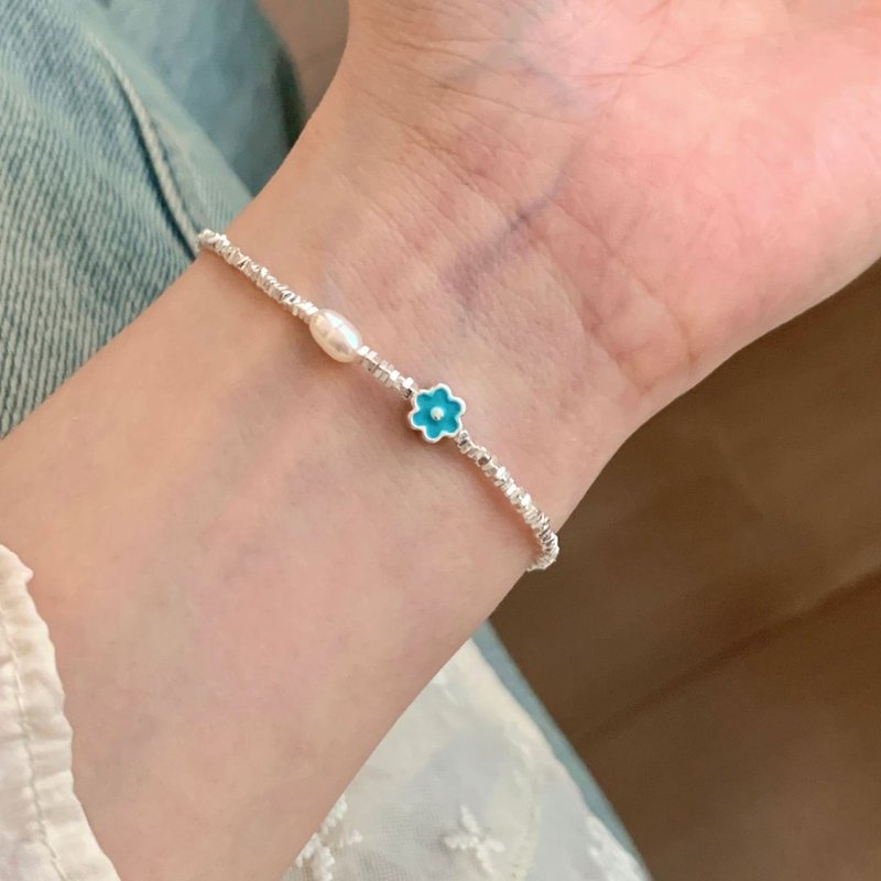 简约小众淡水珍珠花朵手链女碎银子满天星森系甜美气质自然风手饰|undefined
