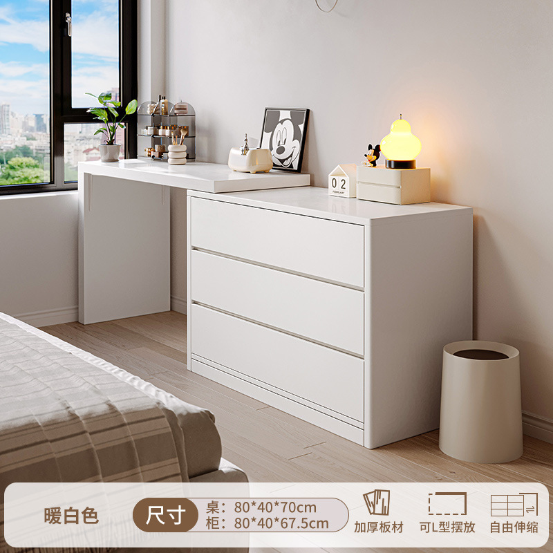 Gabinete de tocador en un dormitorio simple y moderno estilo de crema mesa de maquillaje mesa de maquillaje gabinete de almacenamiento de madera maciza