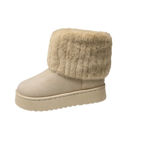 Women's Thick Sole Snow Boots with Faux Fur Lining for Winter, Over-the-Knee Style, Warm and Cozy, with Faux Fur Trim