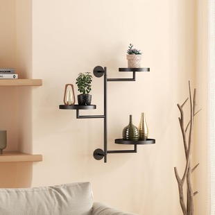 Rotating Plant Stand Indoor Three-Layer Wall-Mounted Floating Shelf Living Room Wall Flower Pot Modern Home Gardening Decor