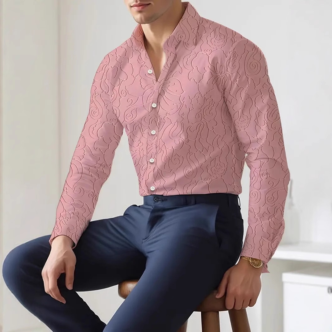 2025 nueva camisa de manga larga con degradado de color salvaje casual de moda europea y americana transfronteriza de Amazon MB12