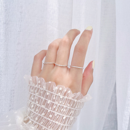 999 sterling silver sparkling baby's breath ring women's fashion ins style vegetarian ring index finger ring closed diamond tail ring trendy