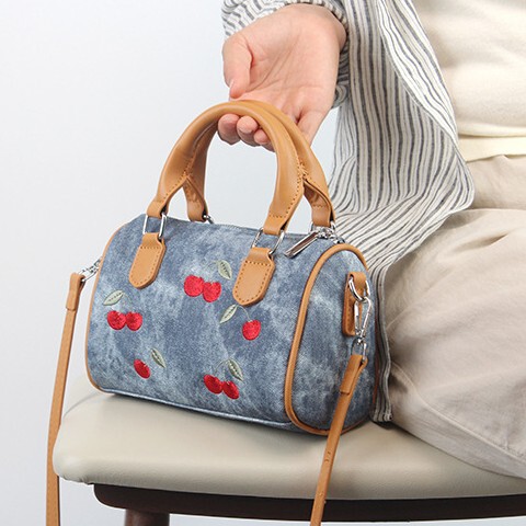 Cherry Pillow Bag 2026 New Style Stylish Embroidered Shoulder Bag Handbag Crossbody Bag Autumn Embroidered Boston Bag Cherry Pillow Bag 2026 New Style Stylish Embroidered Shoulder Bag Handbag Crossbody Bag Autumn Embroidered Boston Bag