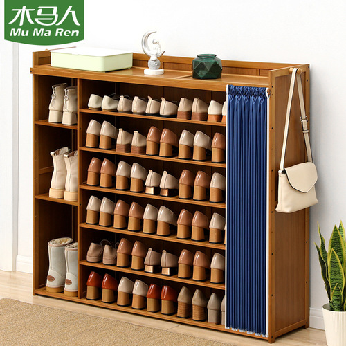 Dust-proof storage shoe cabinet home doorway wooden entrance cabinet solid wood flip bucket living room simple modern assembled shoe cabinet