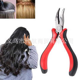 接发套件钳子拉环针穿线器接发工具,带 4 种颜色微环珠接发工具
