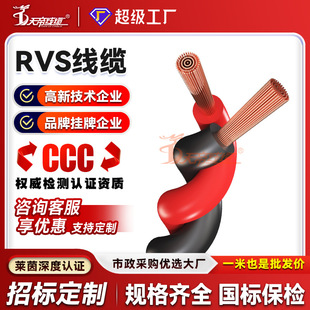 Processing and Customization of Tiandi Rvs Twisted Pair Power Cord with Copper Core, 2-Core, 0.75, 5, 1.5, 2.5 Square Twisted Pair Cable
