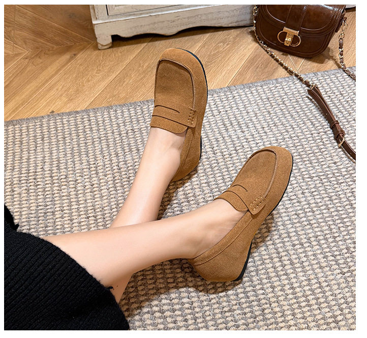 Giày nữ đế mềm tăng chiều cao 5 cm mũi tròn form rộng size lớn — Khaki (toàn dải), Màu mơ (toàn dải), nâu sẫm chi tiết 29