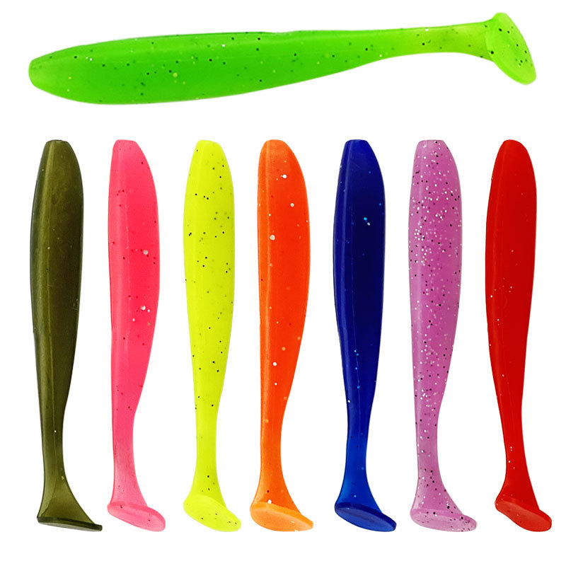 工廠批發路亞餌單色T尾5.5cm-9cm軟餌光面T尾軟魚多色PVC假餌
