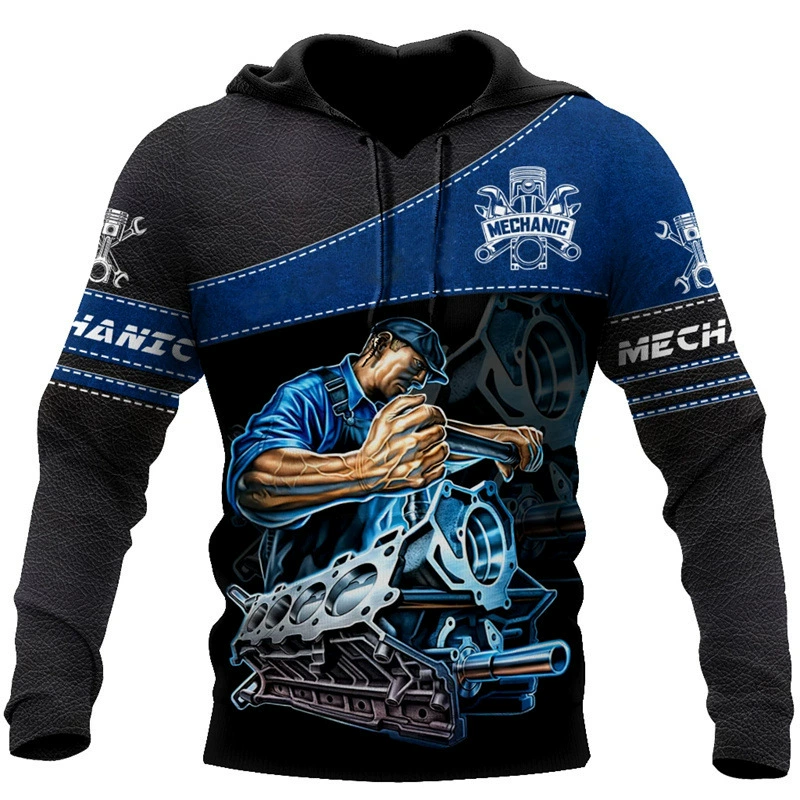 Трансграничный AliExpress для мужчин ретро осень-зима 3D-печать с механическим узором повседневная мода уличная толстовка с капюшоном большого размера